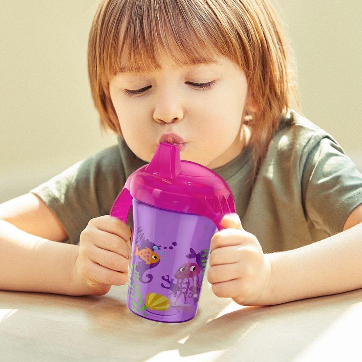 SET 4 VASOS CON BOQUILLA ANTIDERRAME DIVERTIDO NIÑOS LAU -2