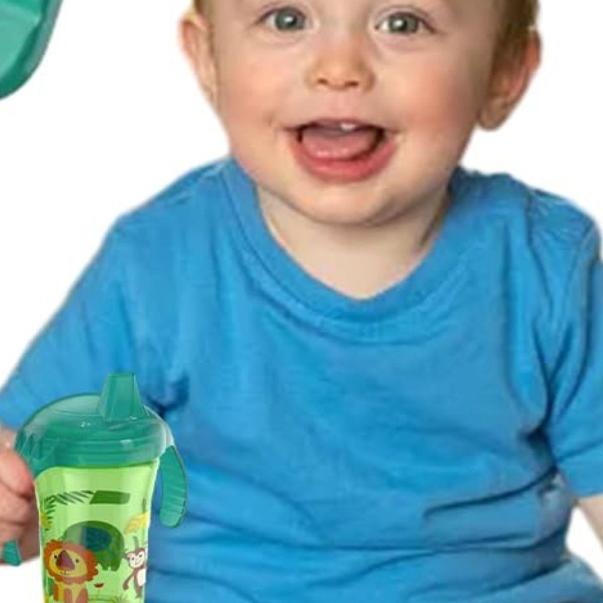 SET 4 VASOS CON BOQUILLA ANTIDERRAME DIVERTIDO NIÑOS LAU -4