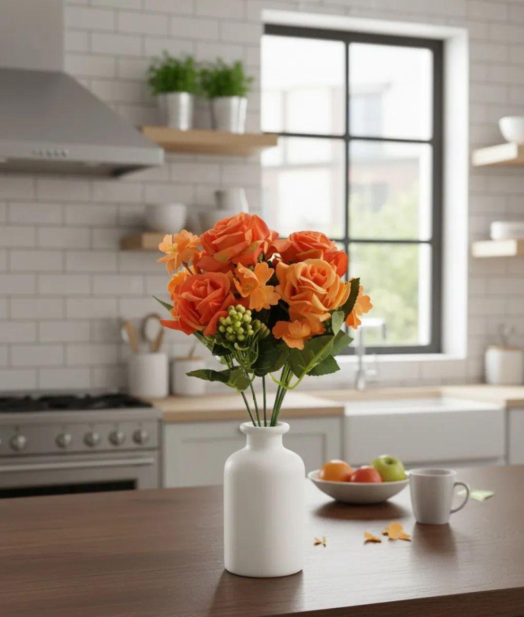 Set 4 Flores Decorativas Artificiales Ramo Floración Jhn-9