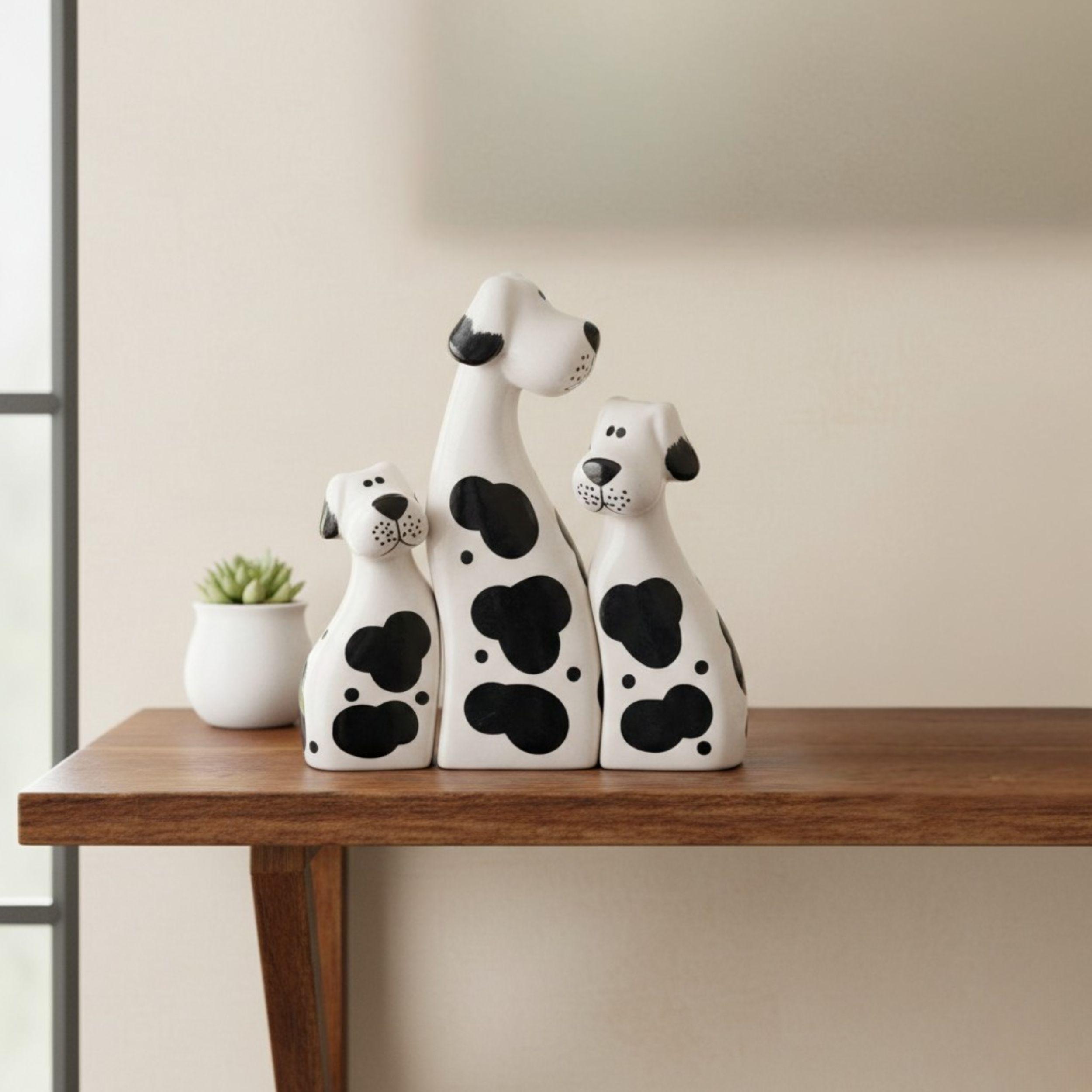 Set 3 Figuras Perritos Decorativos Adorno Centro Mesa ALJ-6