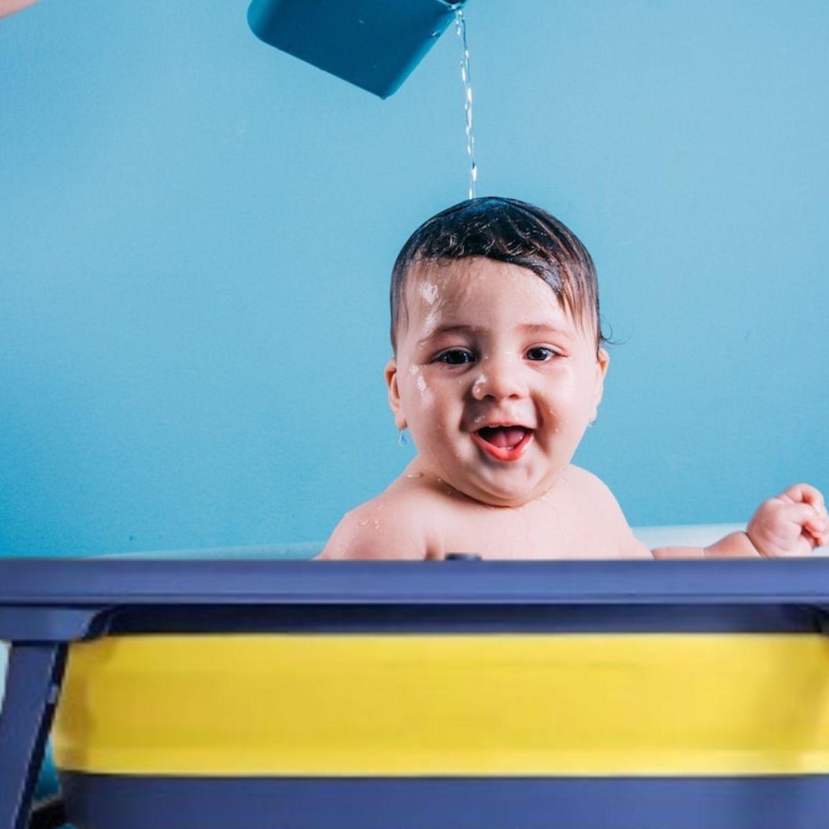 BAÑERA BAÑO PLEGABLE DISEÑO ANIMALES SOPORTE JABON BEBE LAU-2