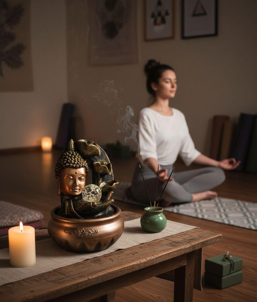 Fuente Agua Buda Monje Adorno Decorativo Mesa Hogar Jhn-4