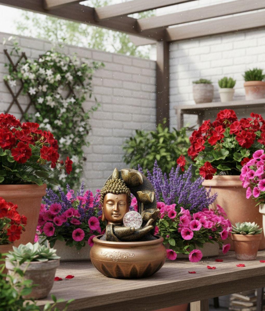 Fuente Agua Buda Monje Adorno Decorativo Mesa Hogar Jhn-7