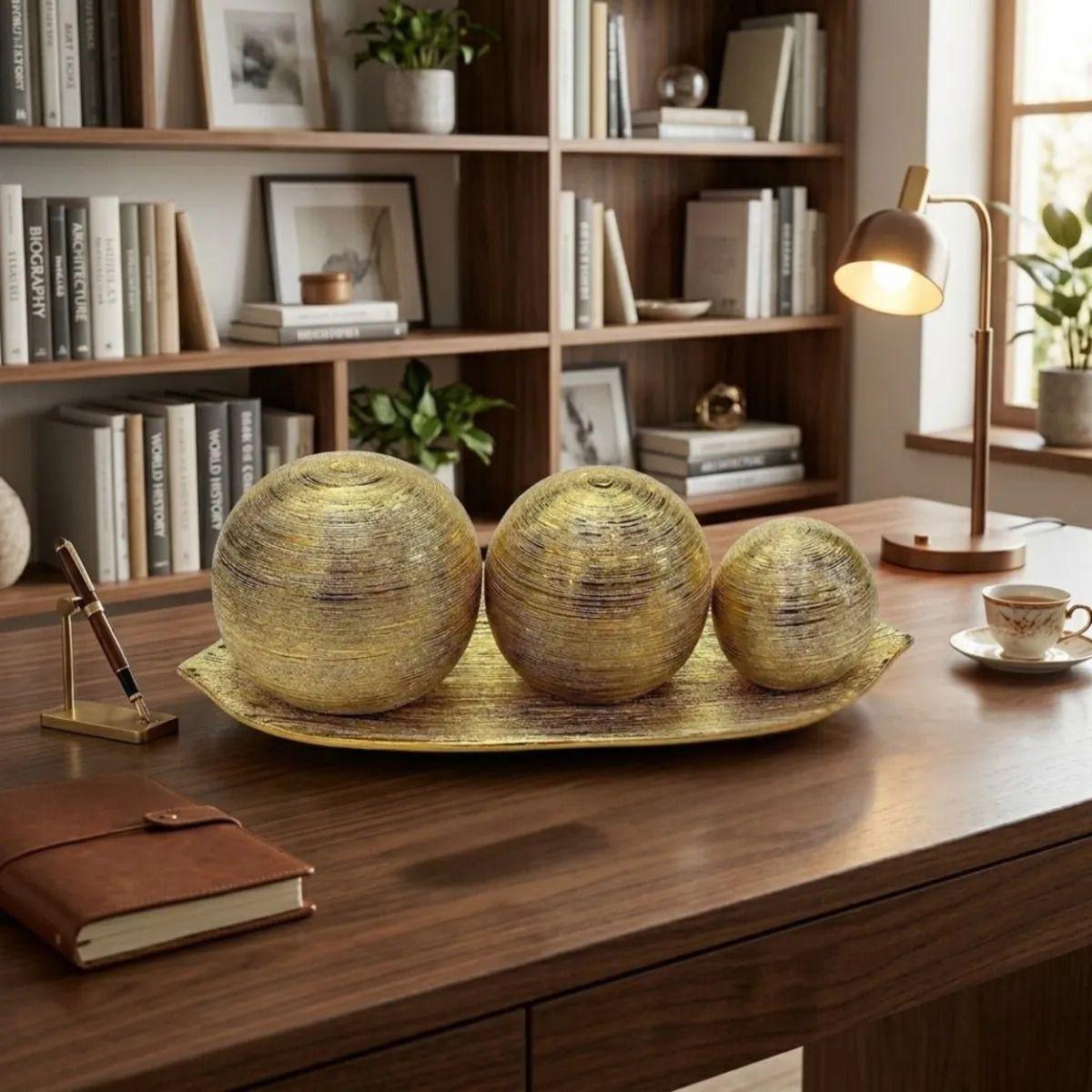 Centro Mesa Decorativo Esferas Texturizadas Bandeja ALJ-5