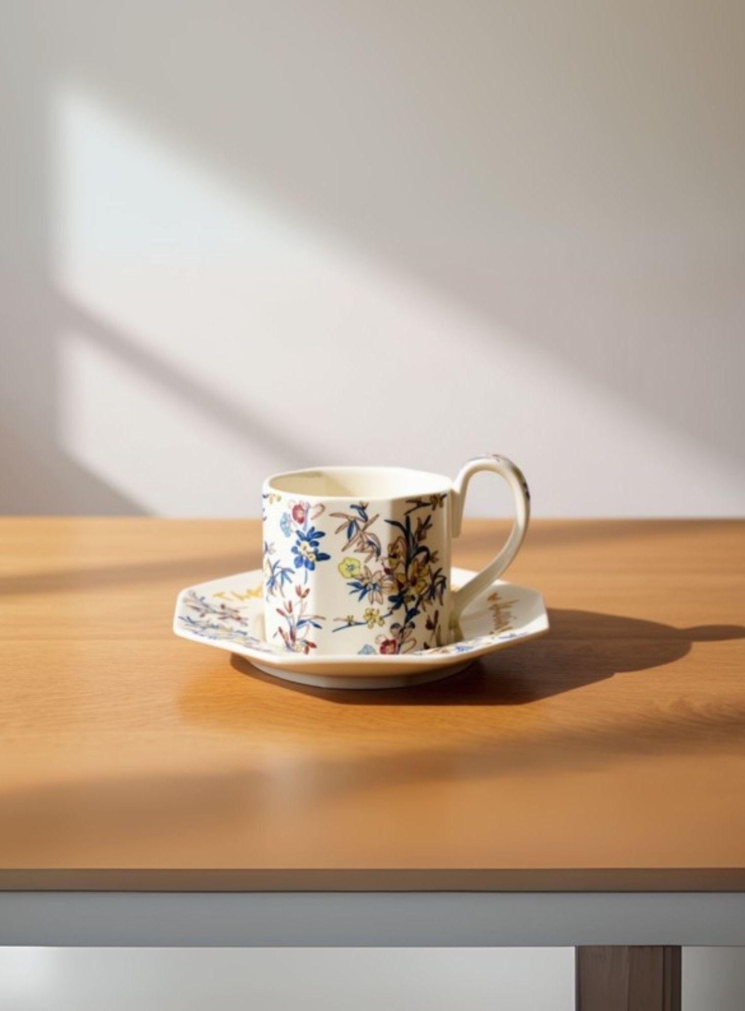 Taza Elegante Platillo Floral Decorativa Hogar Jhn-5