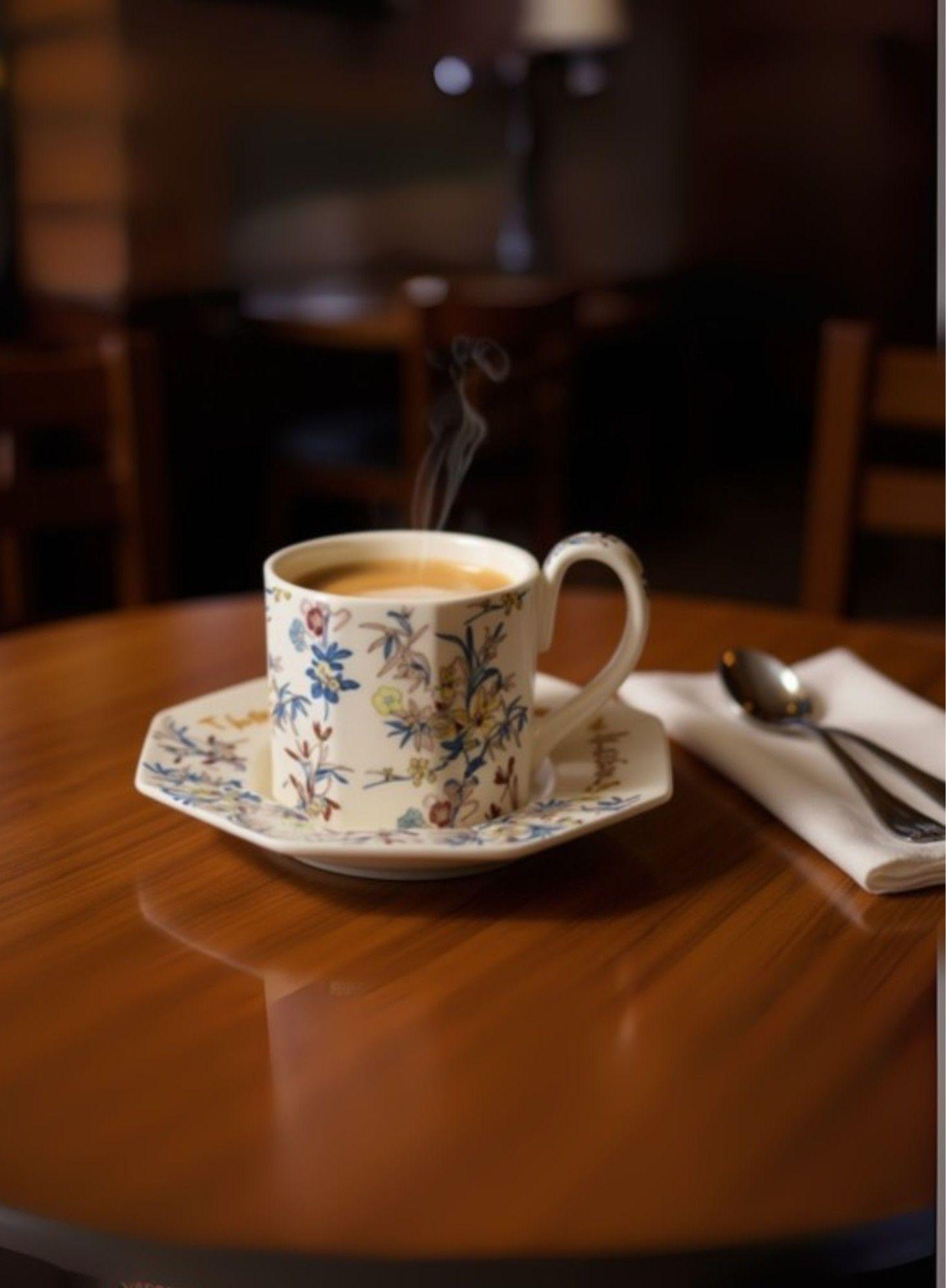 Taza Elegante Platillo Floral Decorativa Hogar Jhn-6