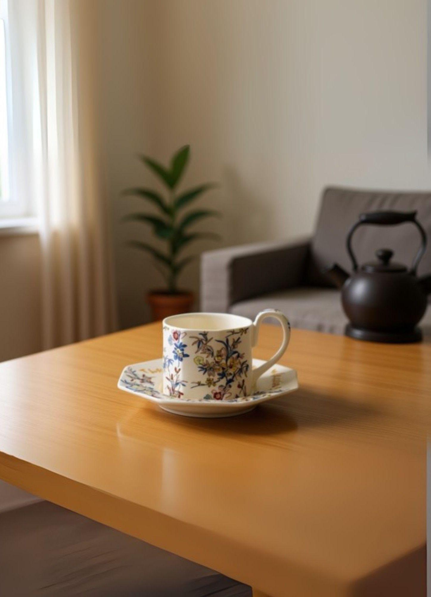 Taza Elegante Platillo Floral Decorativa Hogar Jhn-7