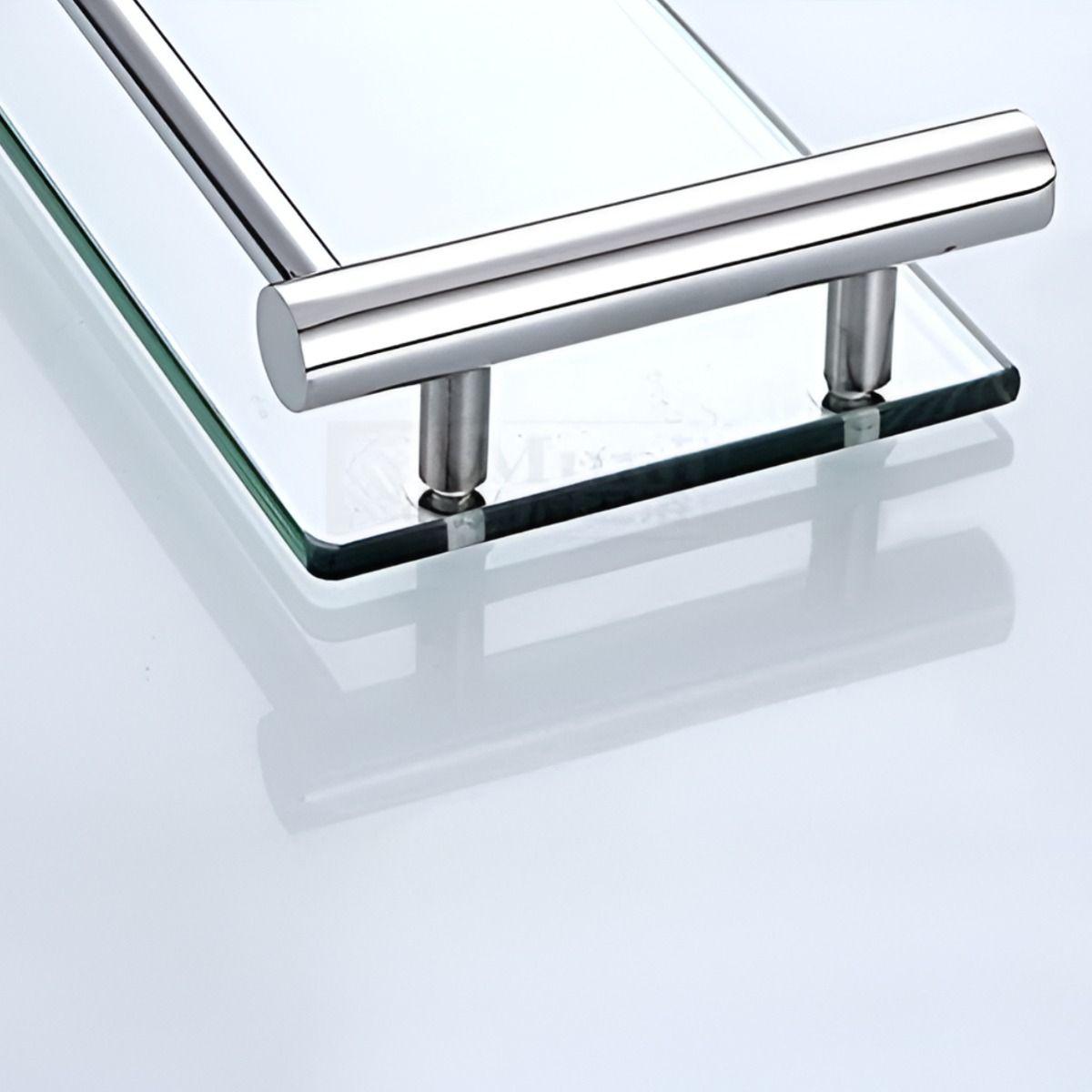 Estante Organizador Baño Vidrio Acero Inoxidable 40cm Jhn-3