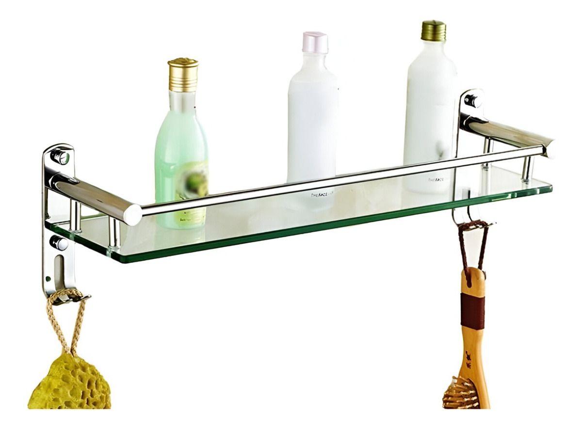 Estante Organizador Baño Vidrio Acero Inoxidable 40cm Jhn-5