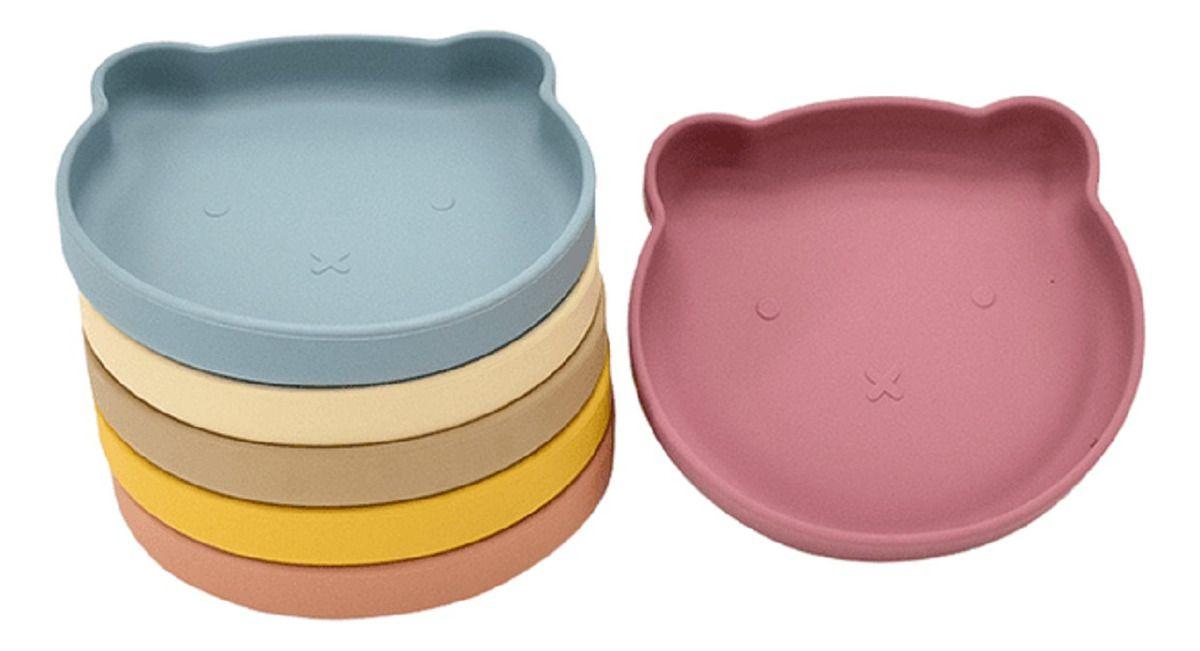 Set 2 Platos Diseño Oso Silicona Antideslizante Niños Lau-2