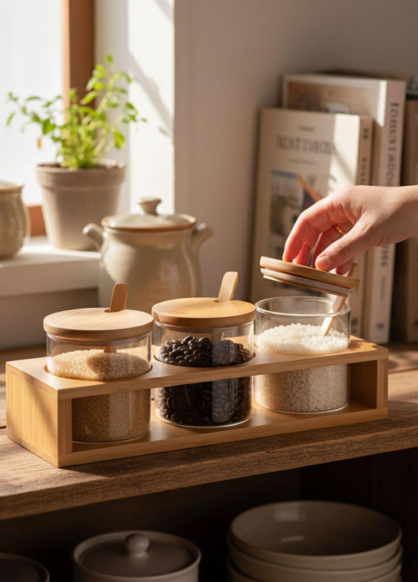 Juego Recipiente Tapa Contenedor Soporte Organizador Jhn-4