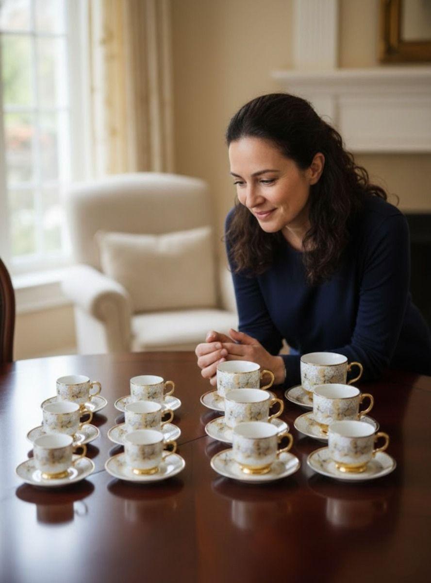 Juego Vajilla Tazas Platillos Adorno Mesa Estilo Clásico Jhn-3