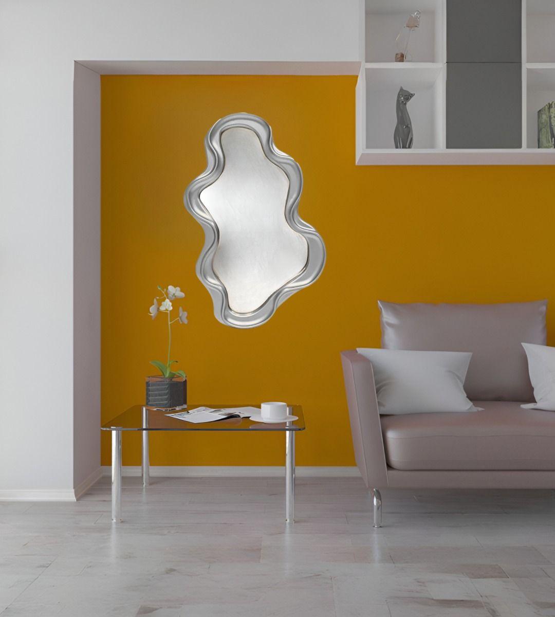 Espejo Pared Decorativo Irregular Moderno Plateado Jhn-8