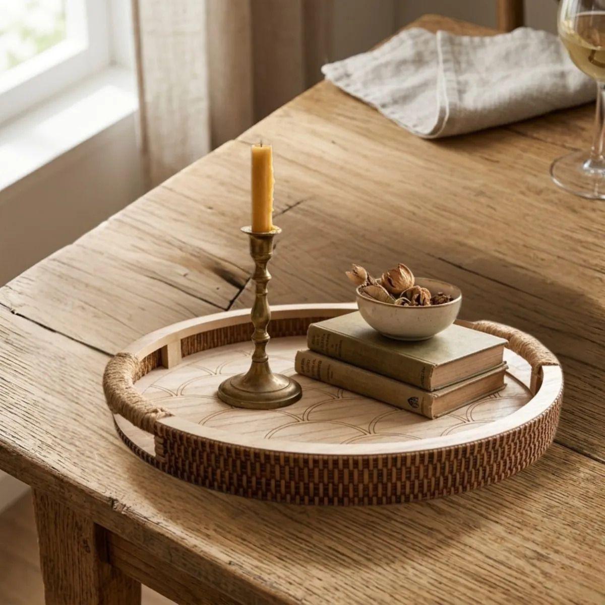 Set 2 Bandejas Decorativas Orgánicas Madera Rústica ALJ-4