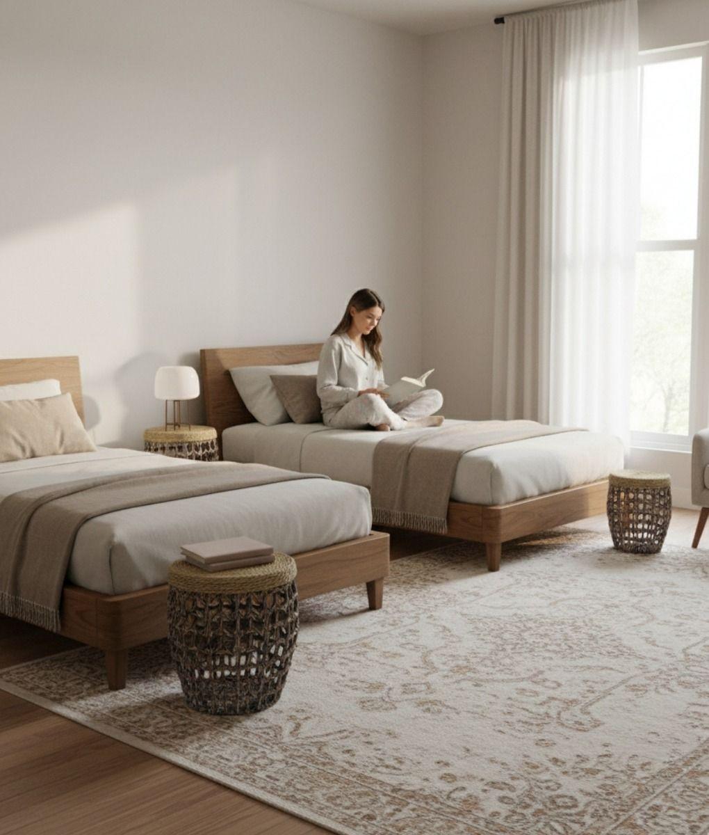 Set 3 Taburetes Auxiliares Decorativos Estilo Natural Jhn-4