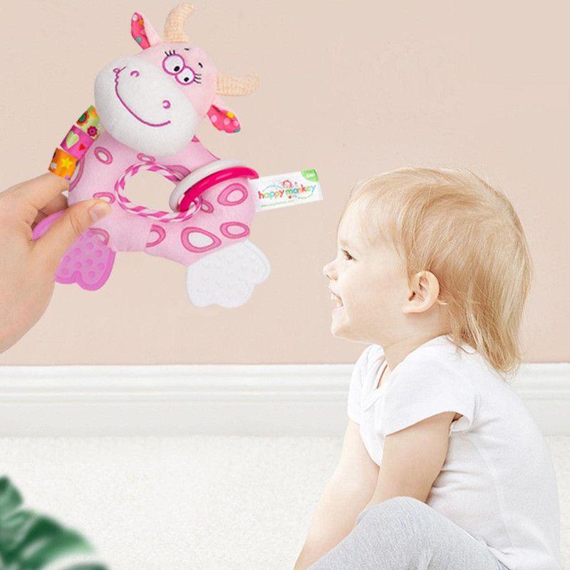 SONAJERO DE MANO SUAVE ANIMAL PELUCHE BEBE LAU-3