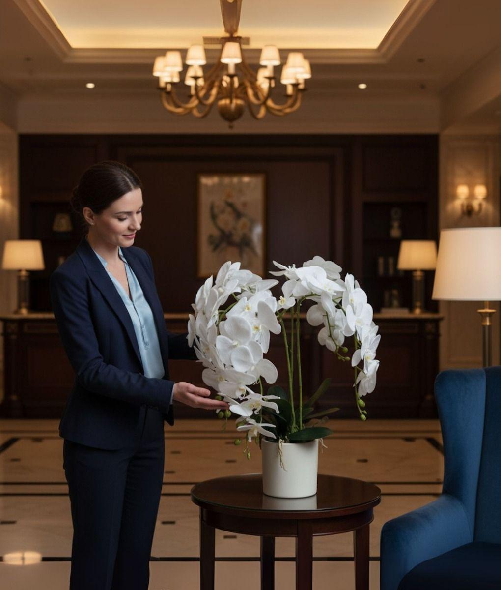 Planta Artificial Decorativa Orquídea Blanca Realista Jhn-3