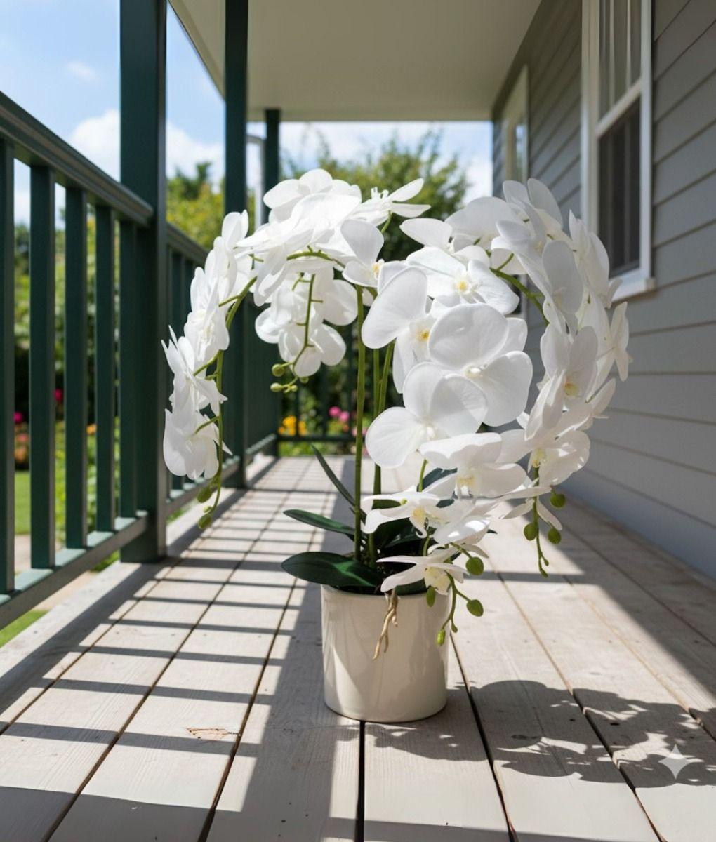 Planta Artificial Decorativa Orquídea Blanca Realista Jhn-9