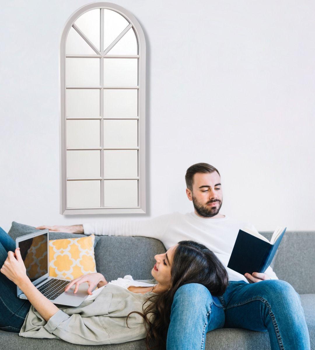 Espejo Pared Decorativo Blanco Ventana Catedral Vintage Jhn-3