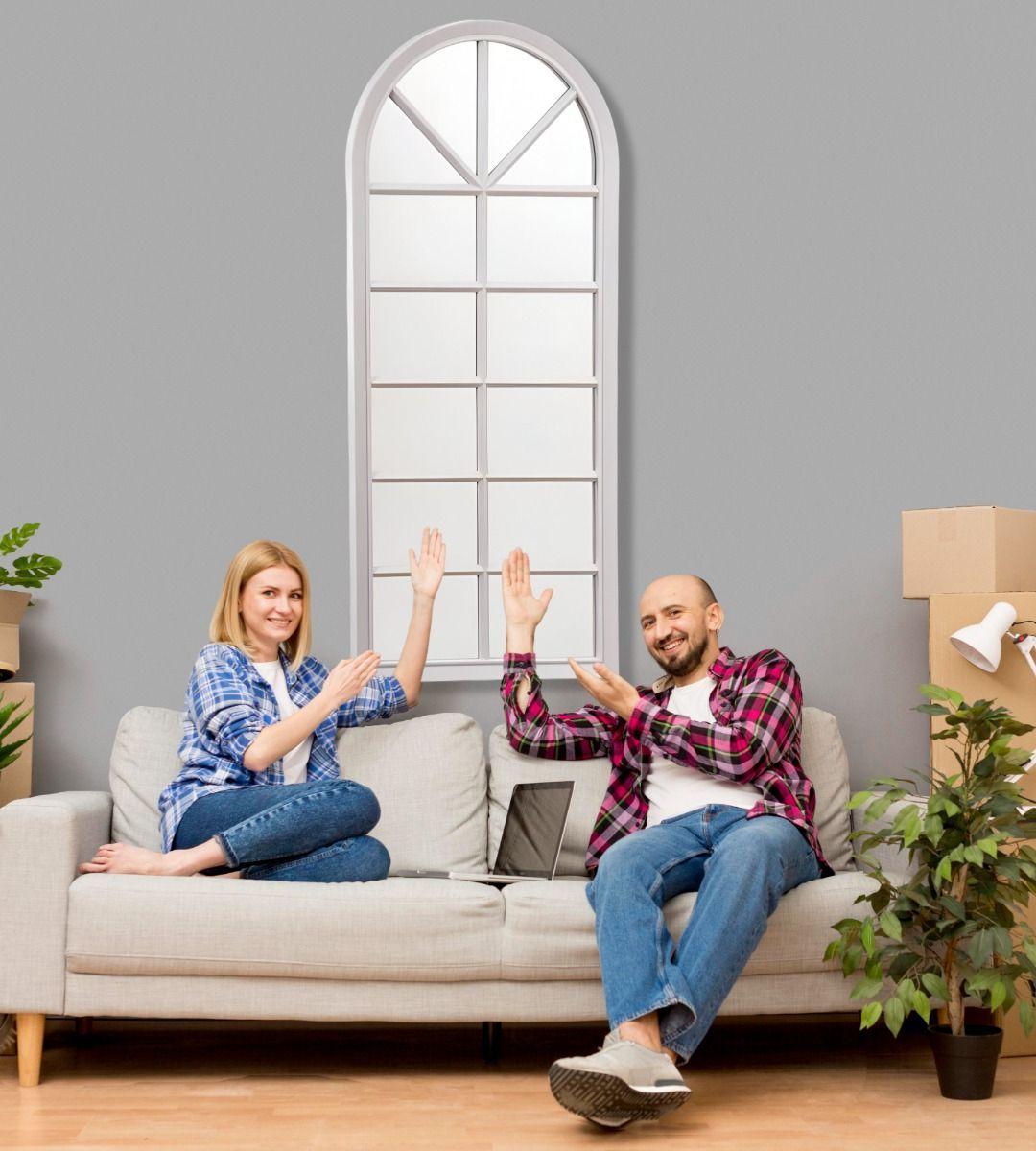 Espejo Pared Decorativo Blanco Ventana Catedral Vintage Jhn-4