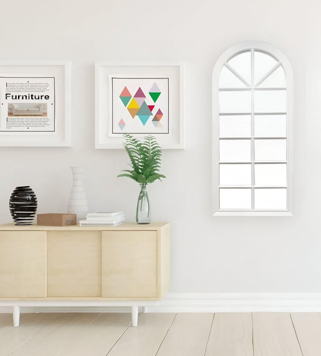 Espejo Pared Decorativo Blanco Ventana Catedral Vintage Jhn-6