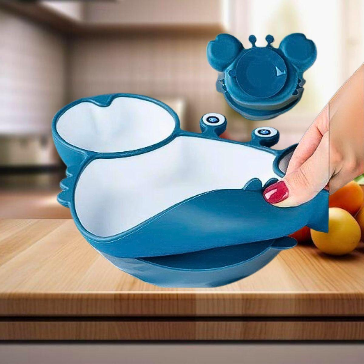 Plato Silicona Diseño Cangrejo Antideslizante Niños Lau-3