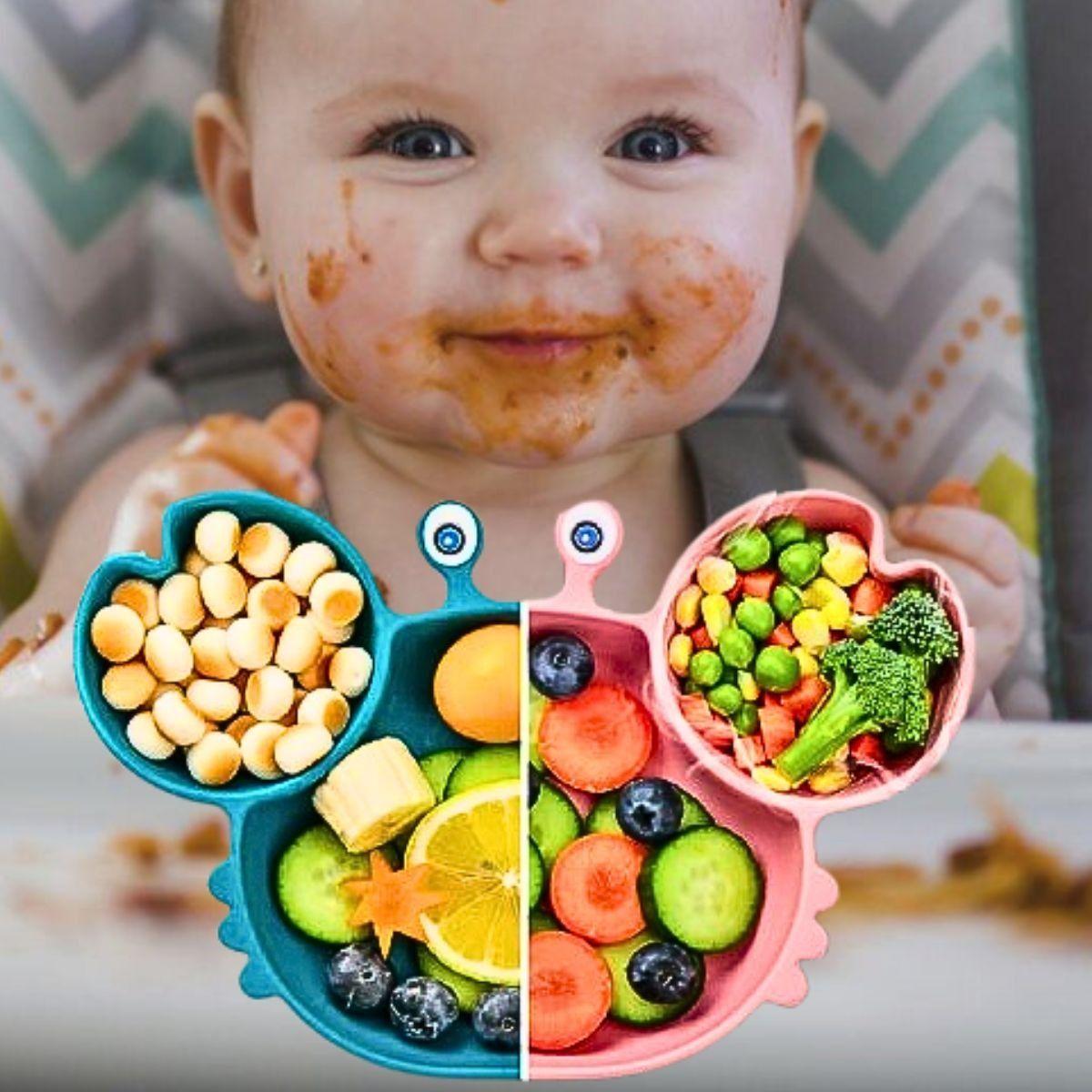 Plato Silicona Diseño Cangrejo Antideslizante Niños Lau-6