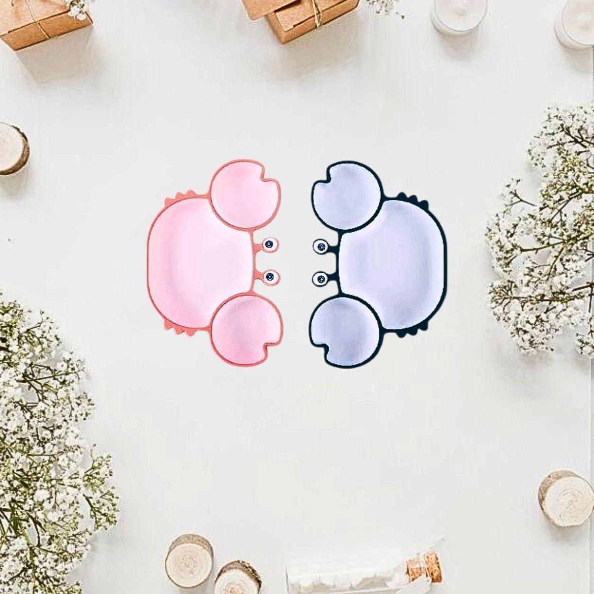 Plato Silicona Diseño Cangrejo Antideslizante Niños Lau-8