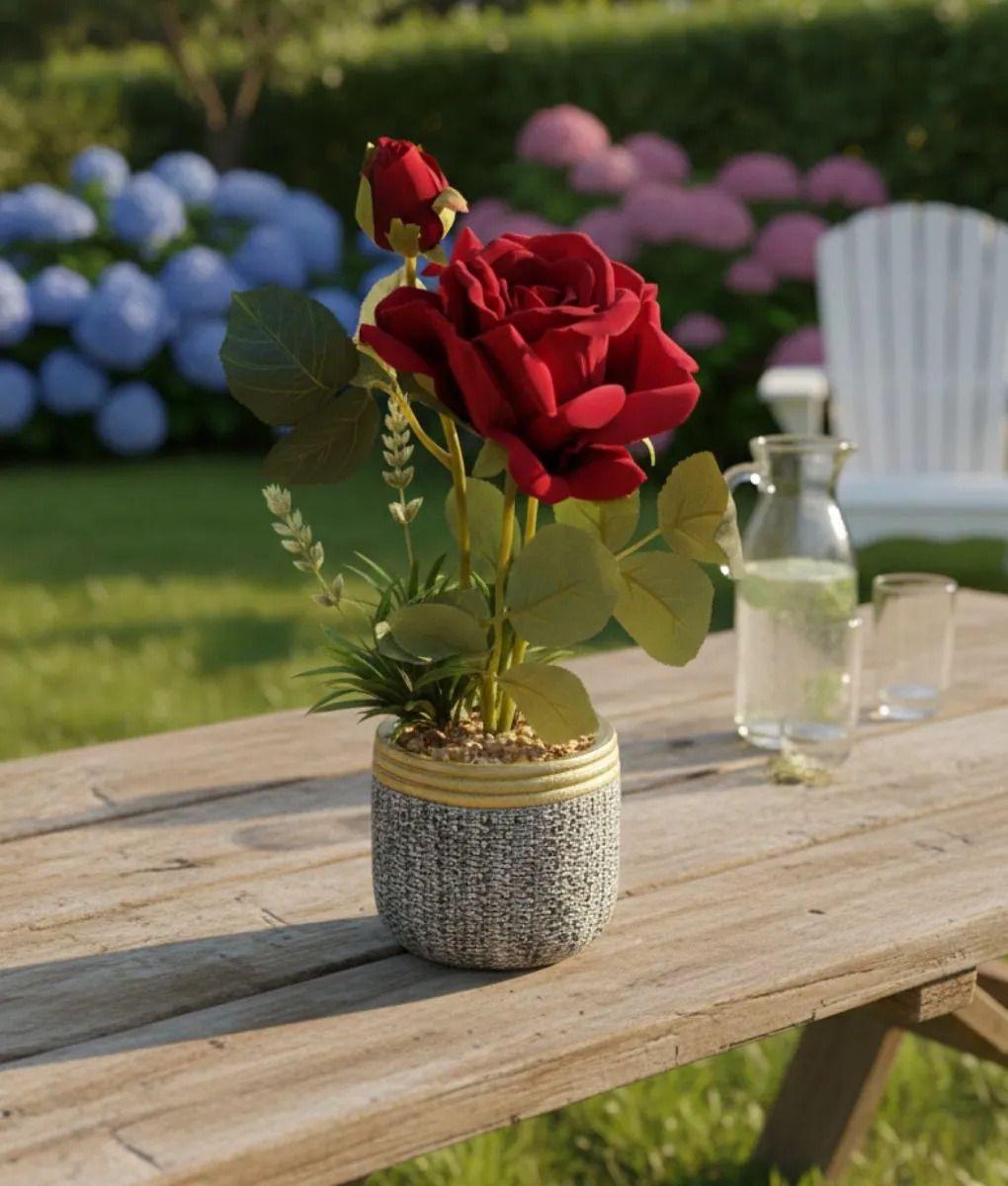 Planta Artificial Decorativa Rosa Encanto Rústico Jhn-6