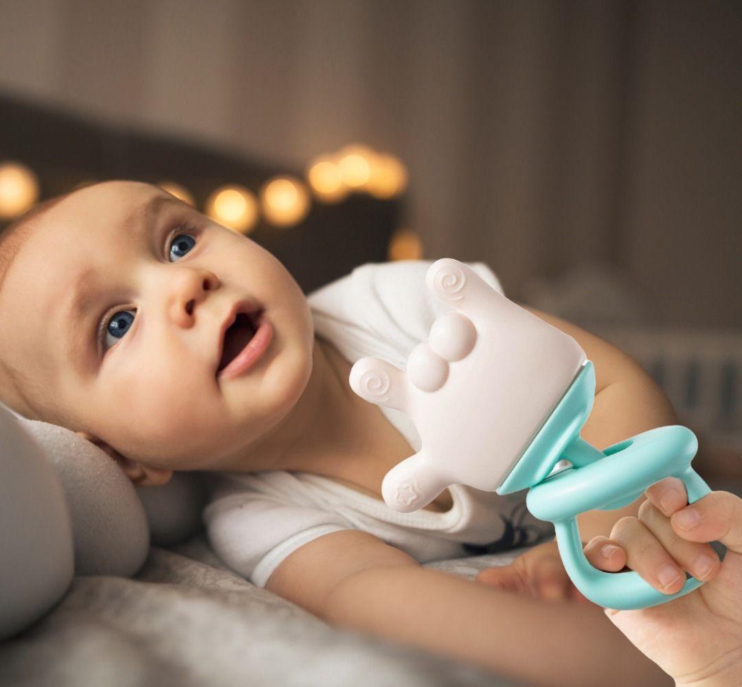 Set 4 Moderdor Juguete Denticion Manito Celeste Bebes Lau-3