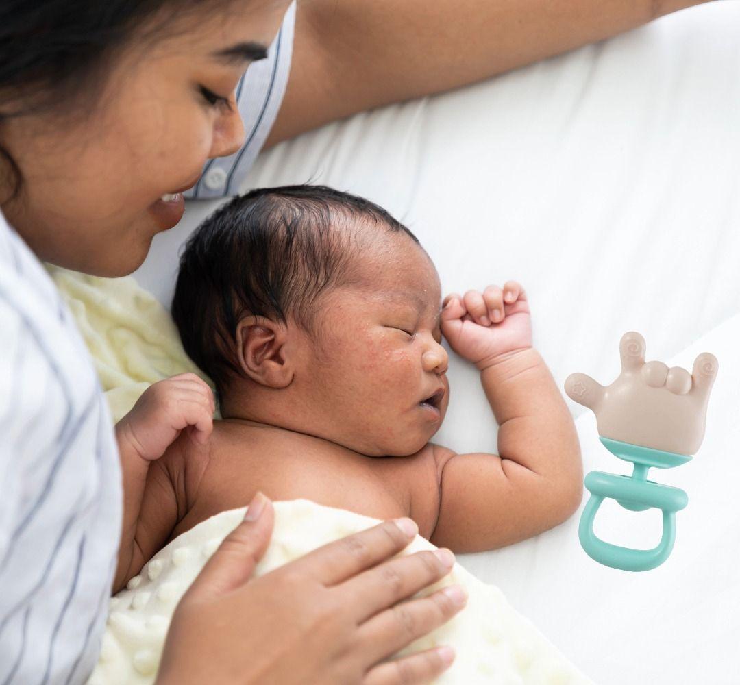 Set 4 Moderdor Juguete Denticion Manito Celeste Bebes Lau-7