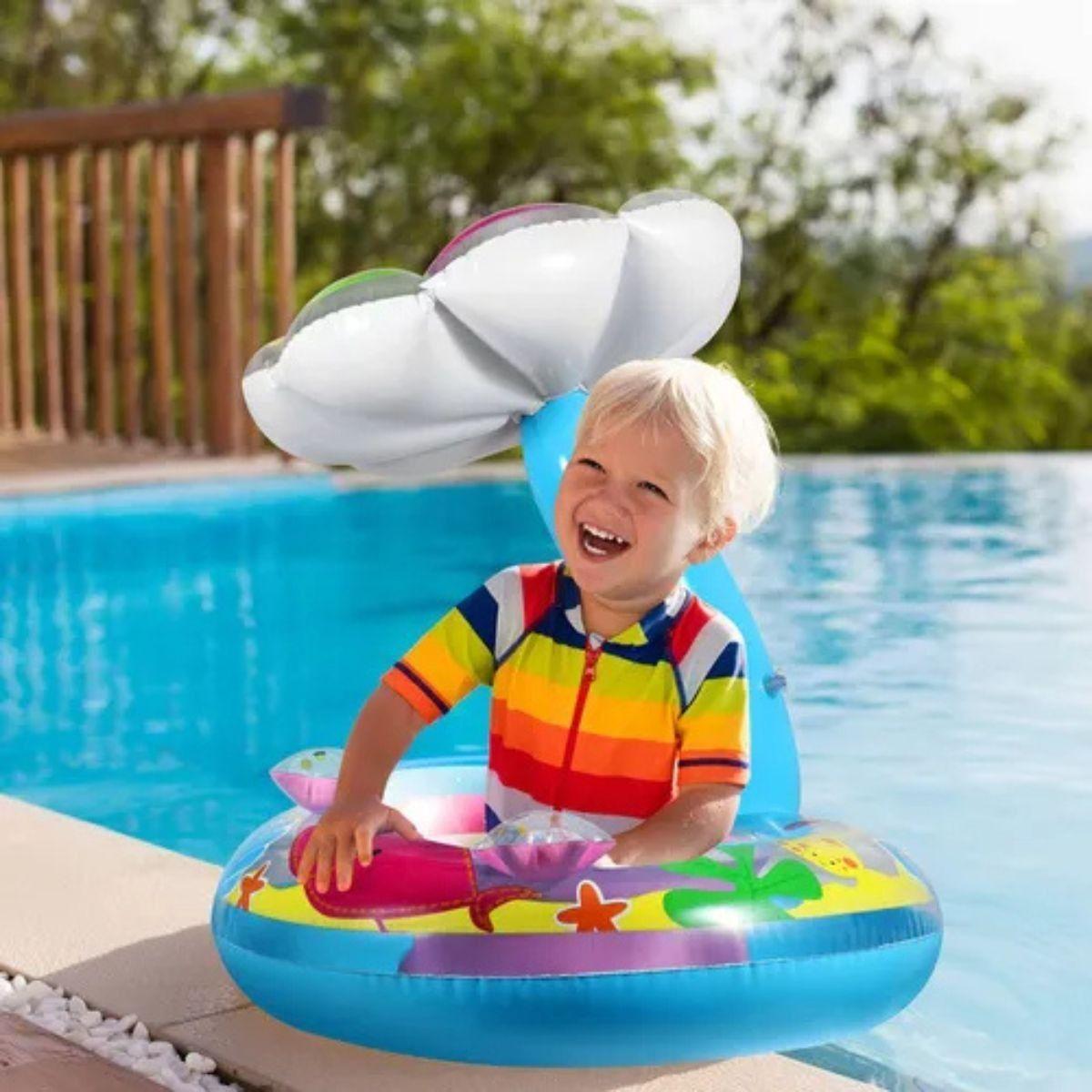 FLOTADOR INFLABLE CON SOMBRILLA PROTECCION SOLAR BEBES  LAU-3