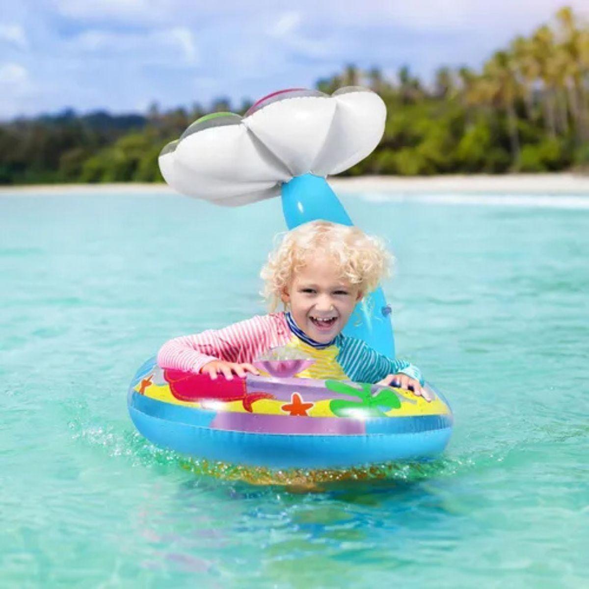 FLOTADOR INFLABLE CON SOMBRILLA PROTECCION SOLAR BEBES  LAU-6