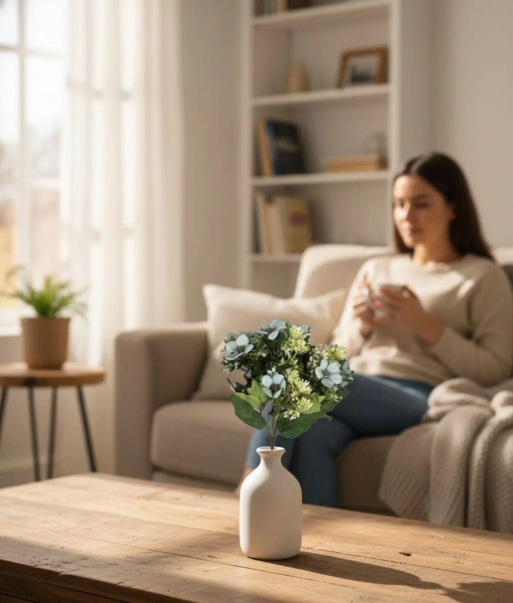 Set 5 Flores Artificiales Ramo Decorativo Magnolia Cardo Jhn-4