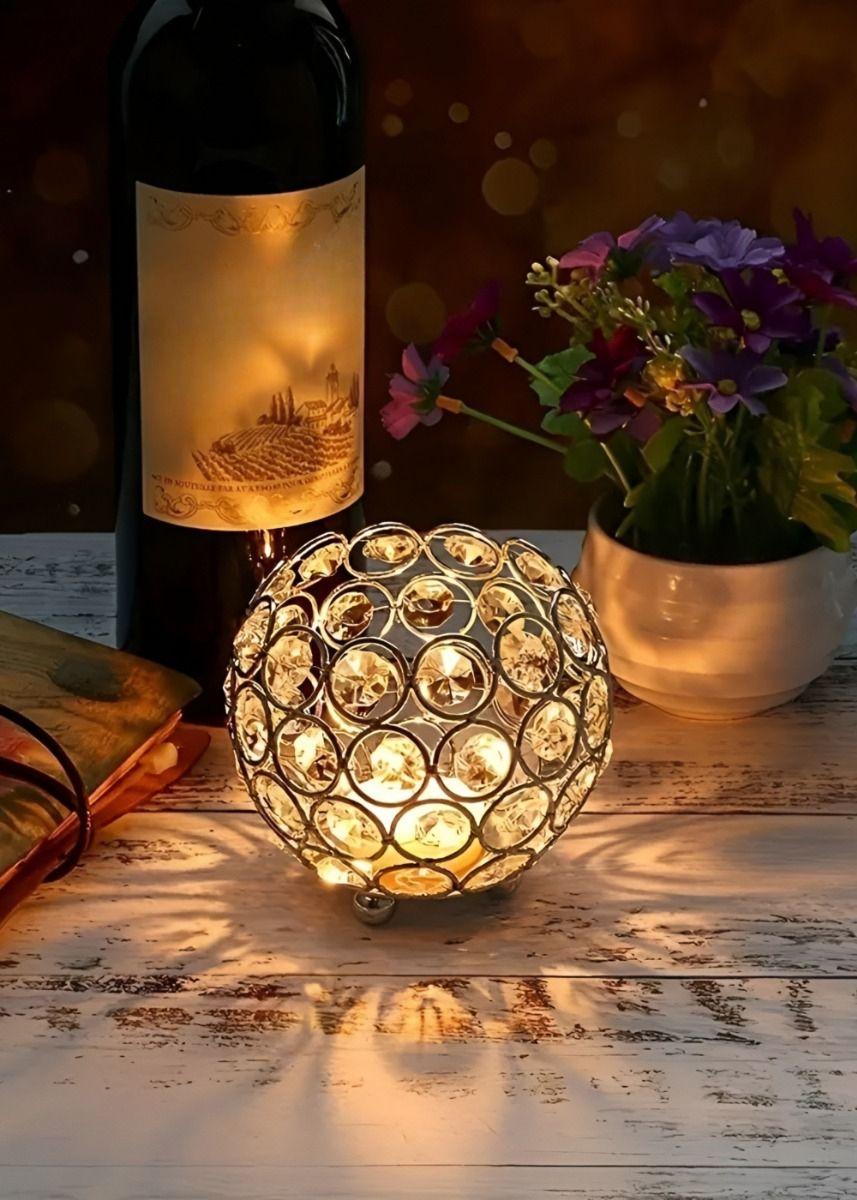 Set 2 Portavelas Decoración Hogar Mesa Bola Brillante Jhn-5