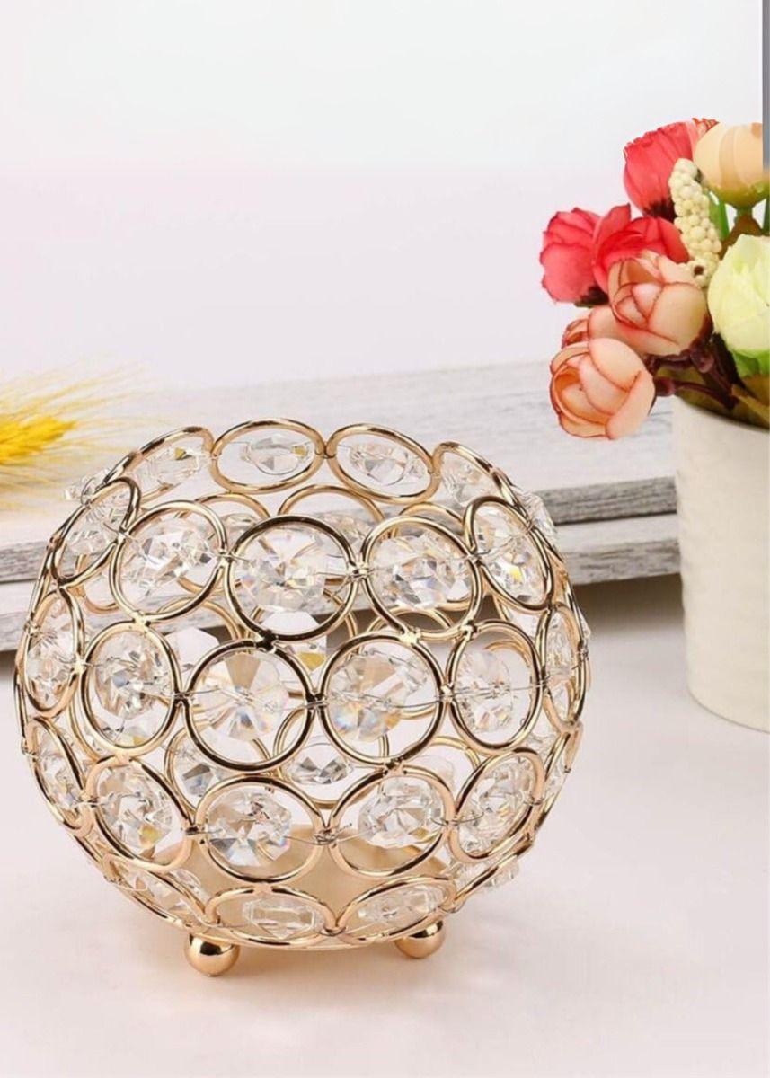 Set 2 Portavelas Decoración Hogar Mesa Bola Brillante Jhn-7