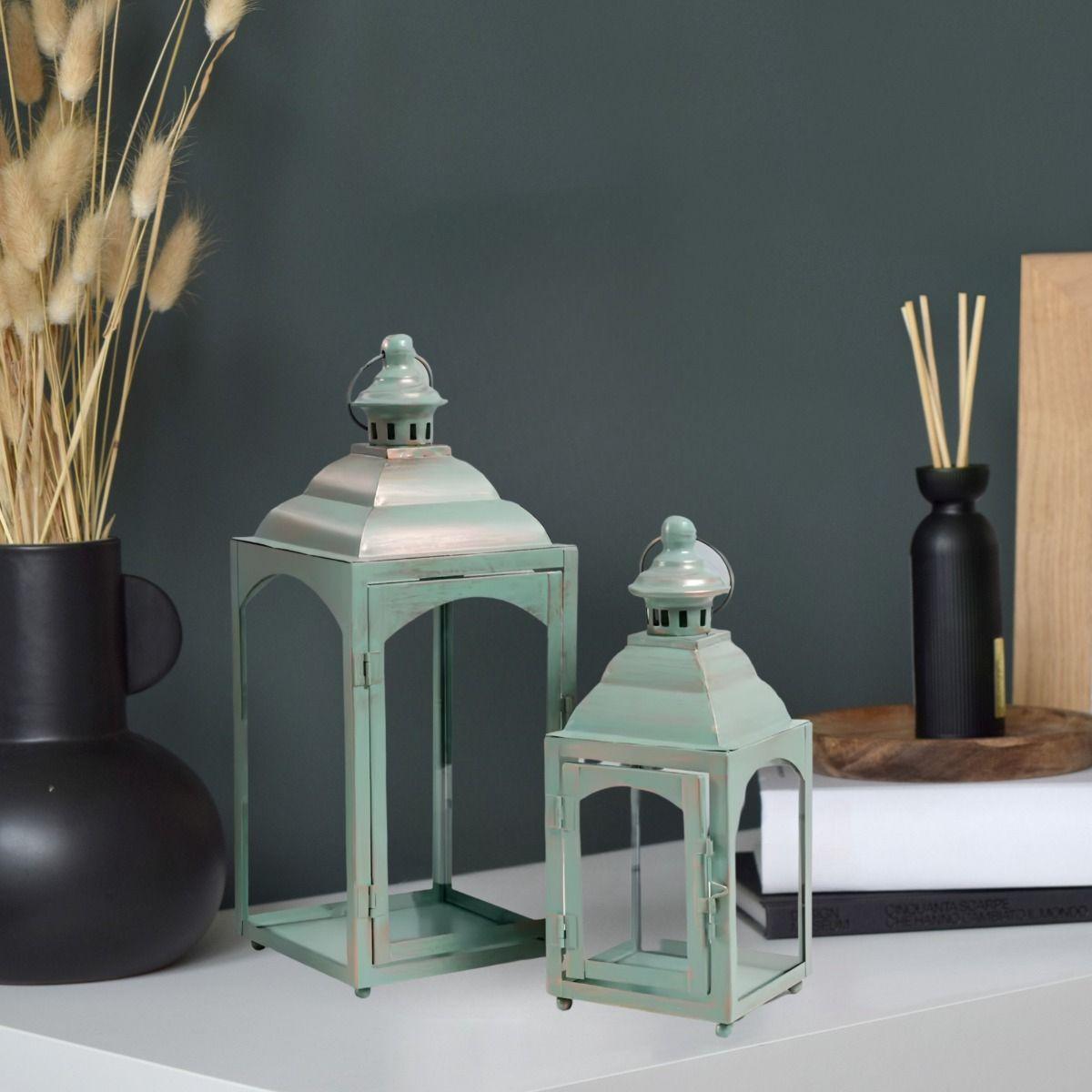 Set Portavelas Decorativa Metal Retro Ventana 2 Piezas Jhn-3