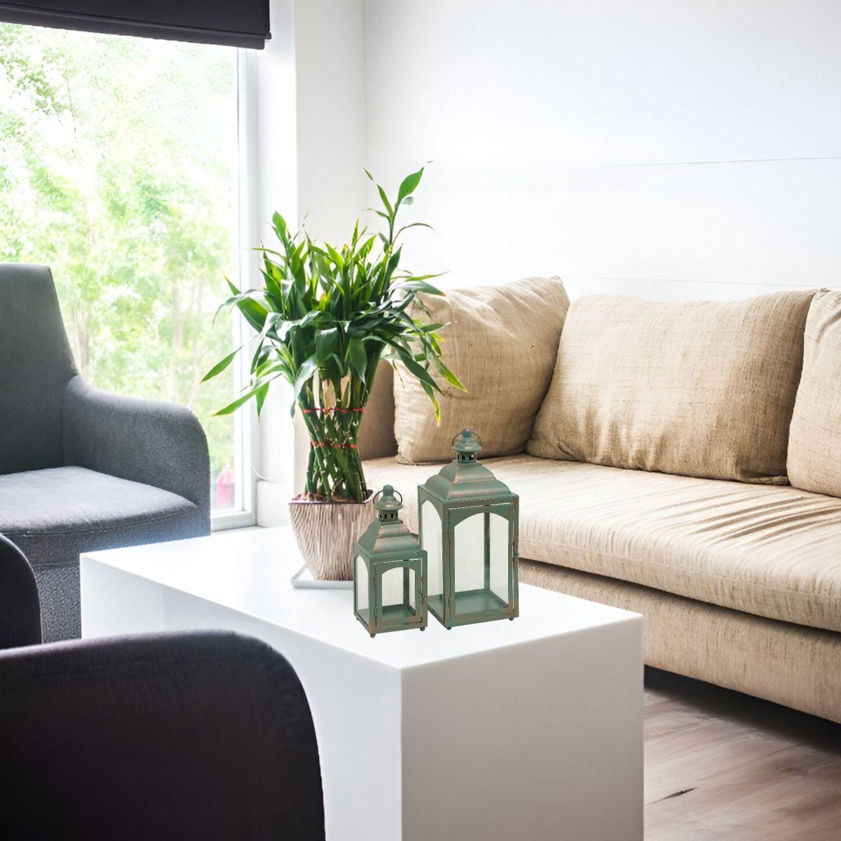 Set Portavelas Decorativa Metal Retro Ventana 2 Piezas Jhn-6