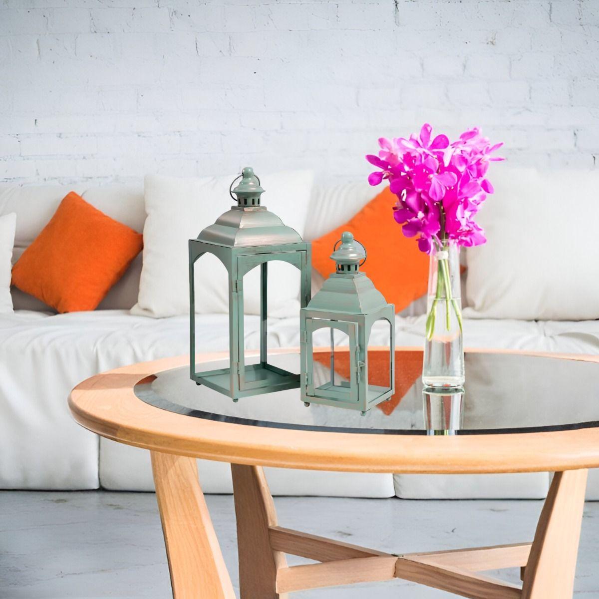 Set Portavelas Decorativa Metal Retro Ventana 2 Piezas Jhn-7