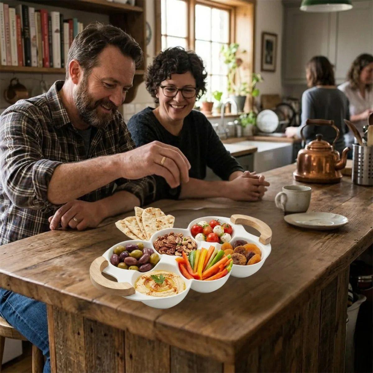 Plato Organizador Snacks Salsas Tabla Picar Panal ALJ-9