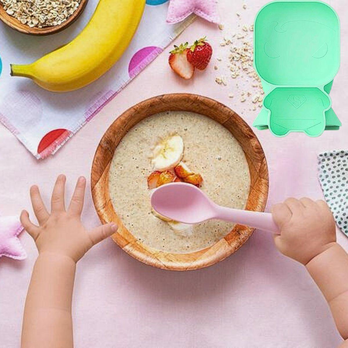 Set 2 Platos Diseño Superhombre Silicona Antideslizante Lau-5