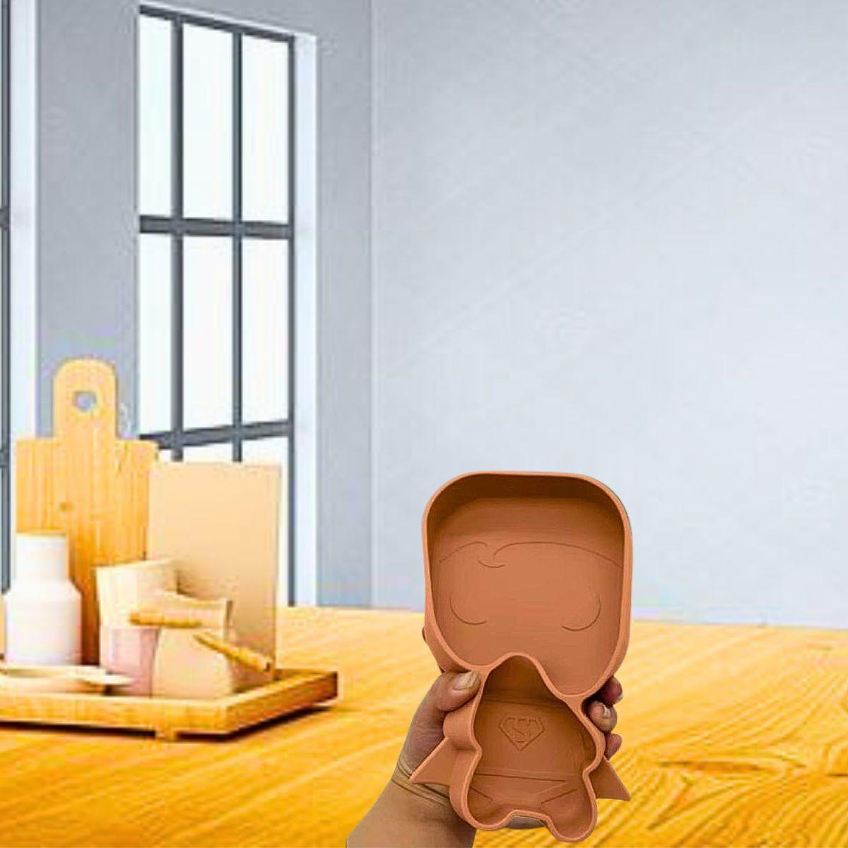 Set 2 Platos Diseño Superhombre Silicona Antideslizante Lau-6