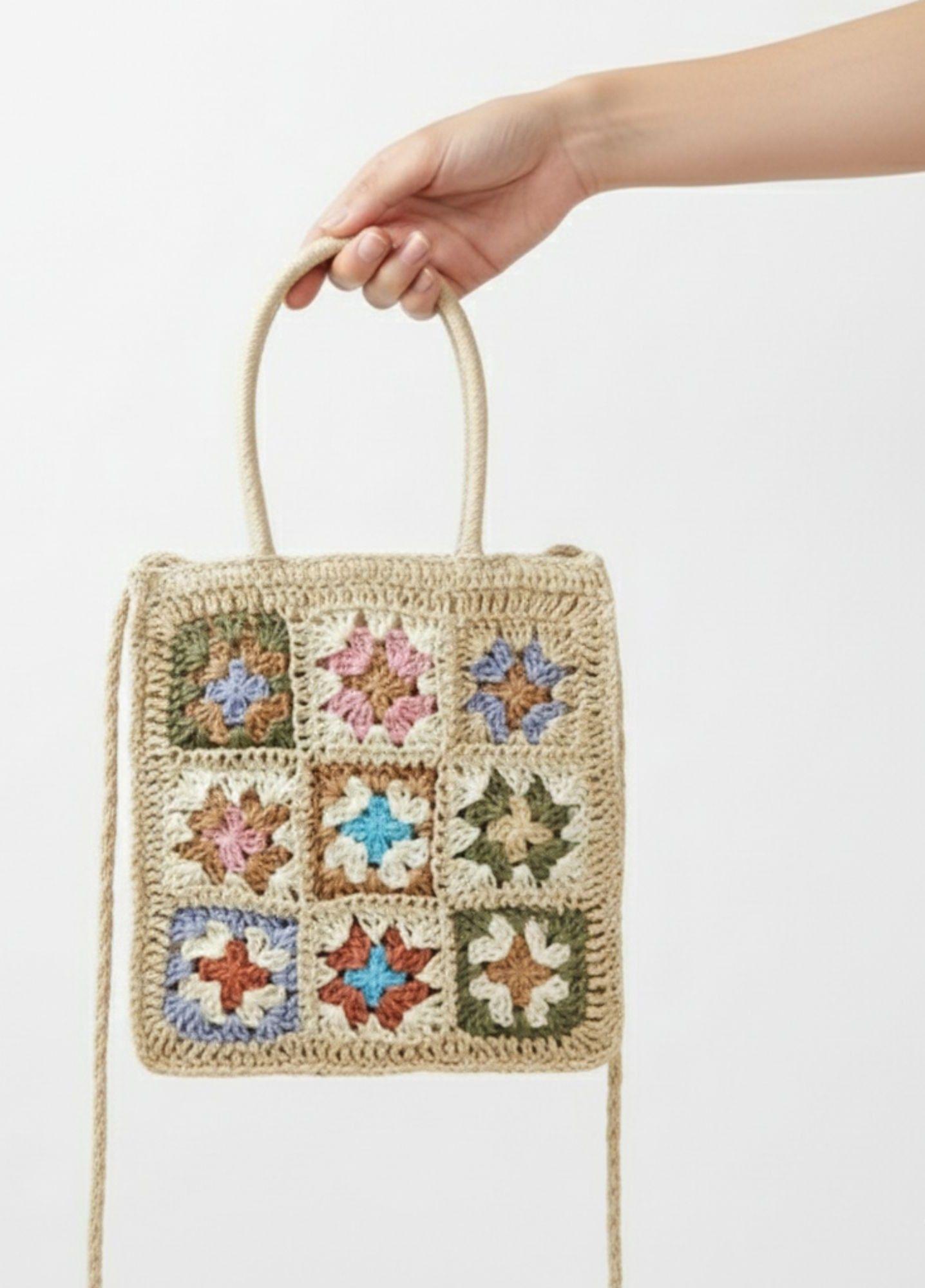 Cartera Bolso Mano Tejido Crochet Moderno Versátil Jhn-2