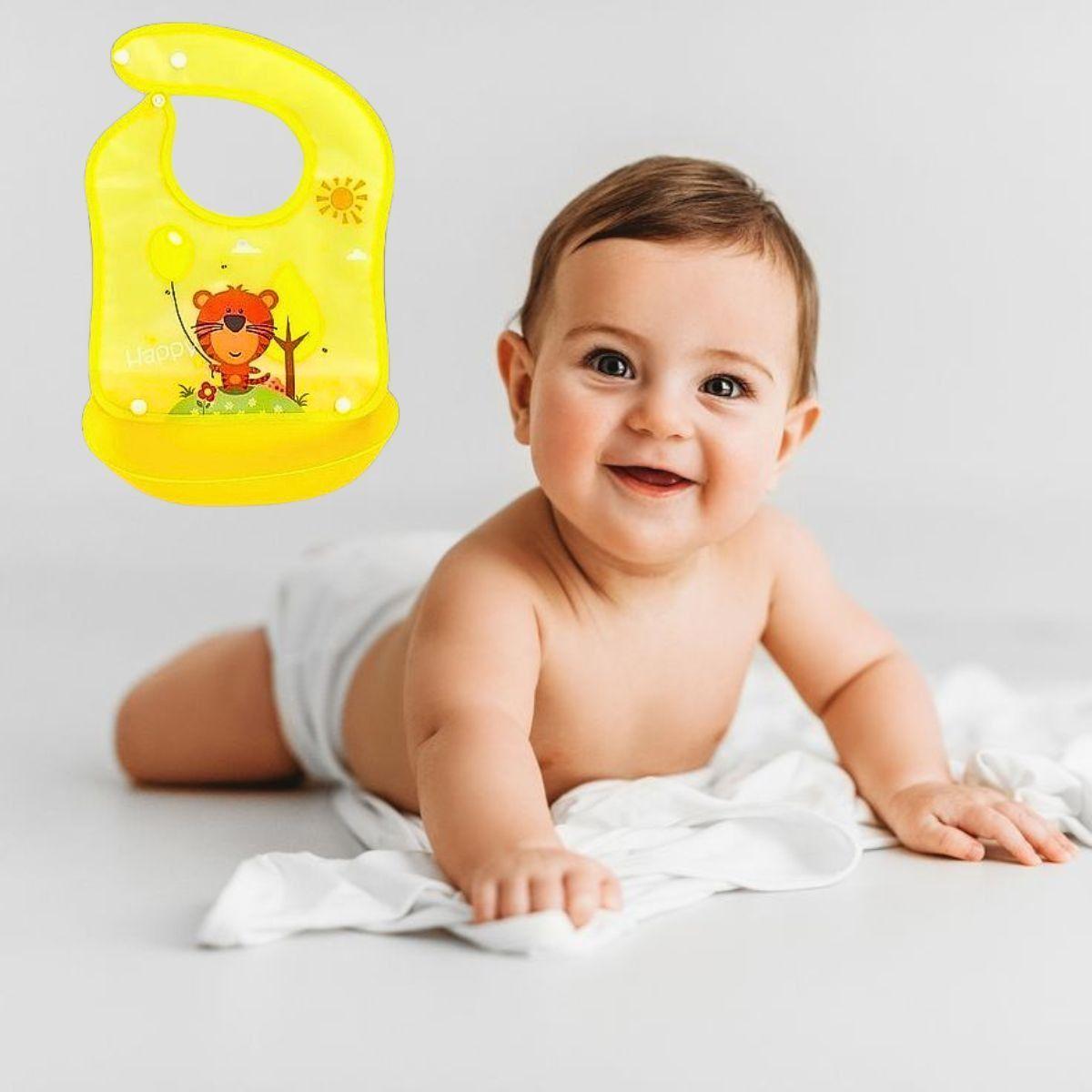 Set 6 Baberos Silicona Con Bandeja Recolectora Bebes Lau-4