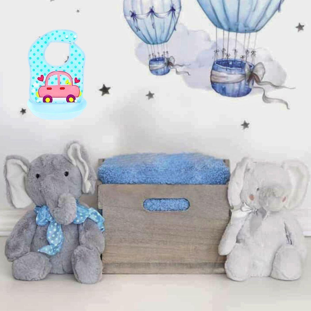 Set 6 Baberos Silicona Con Bandeja Recolectora Bebes Lau-6