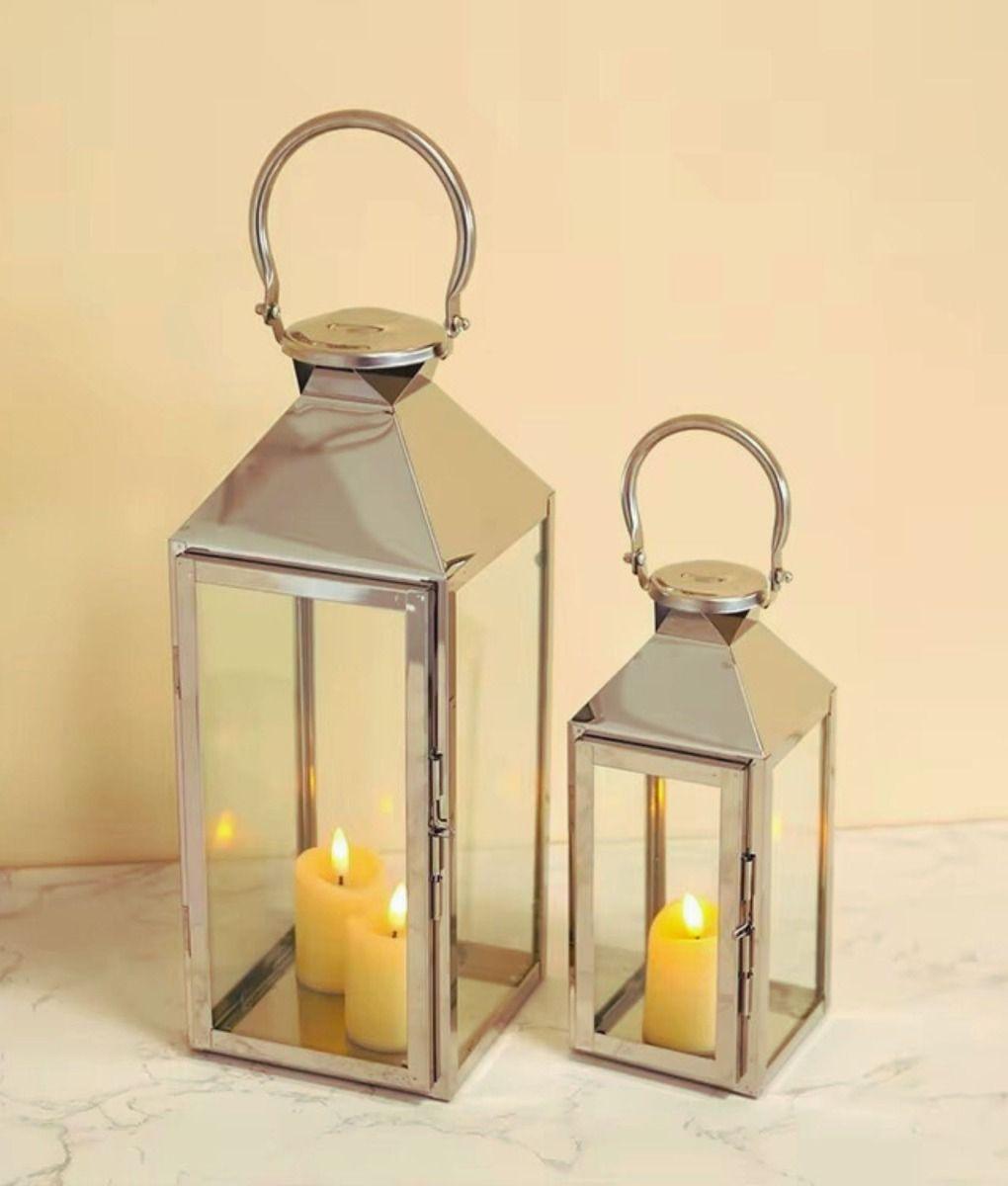 Set 2 Portavelas Farol Colgante Decorativo Rectangular Jhn-5