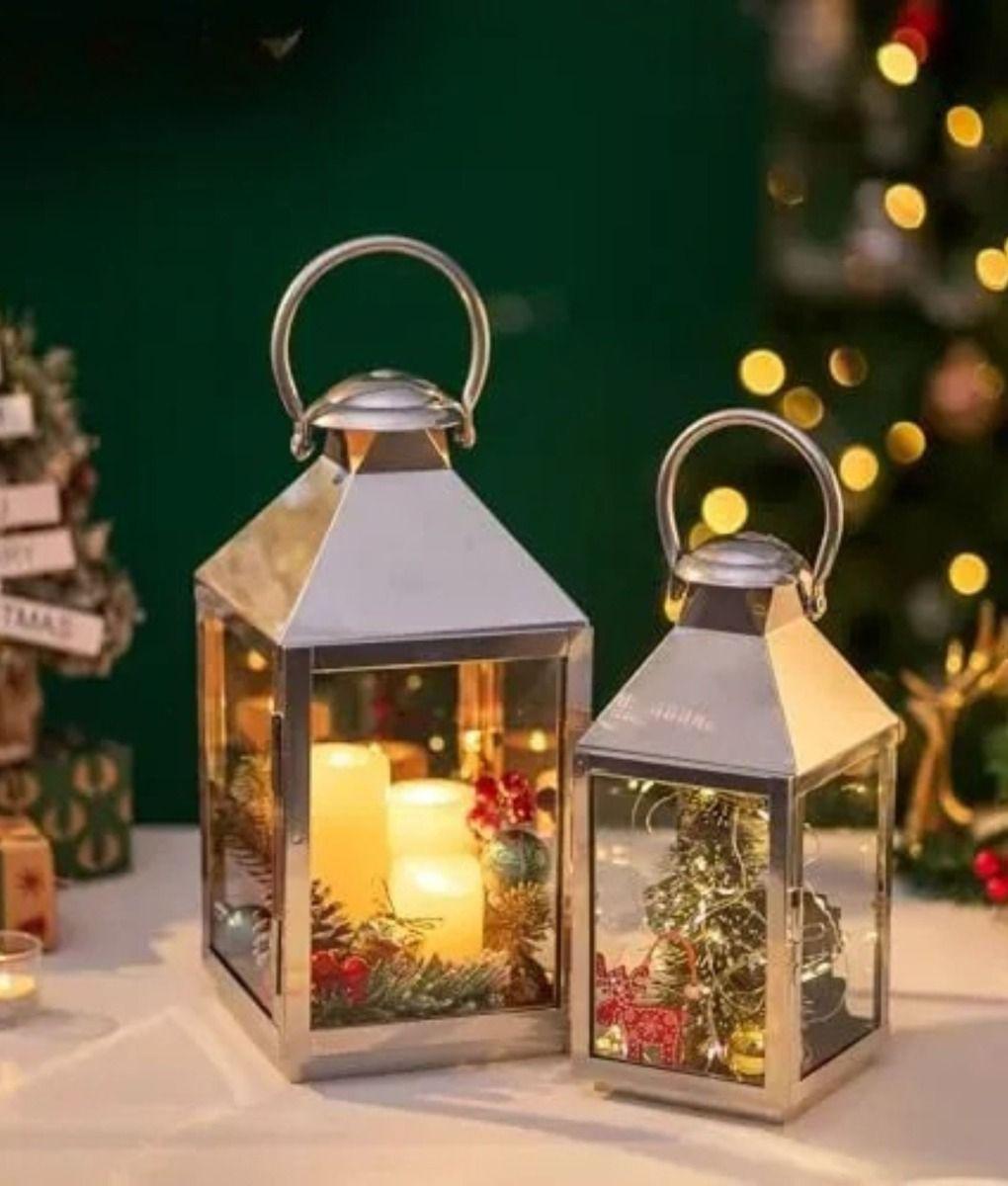 Set 2 Portavelas Farol Colgante Decorativo Rectangular Jhn-8