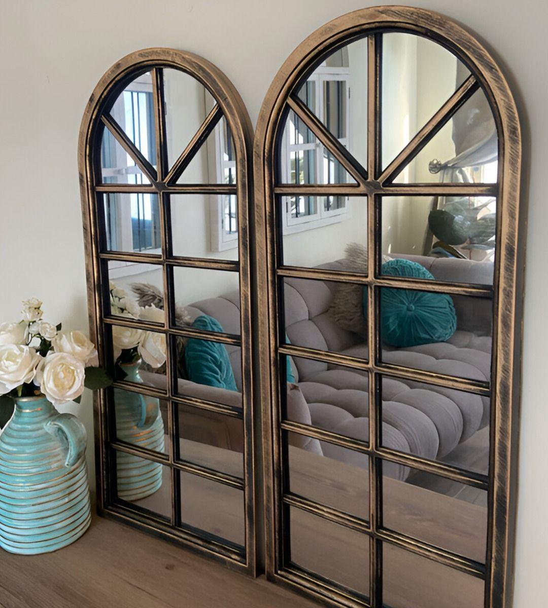 Espejo Pared Decorativo Ventana Catedral Vintage Dorado Jhn-4