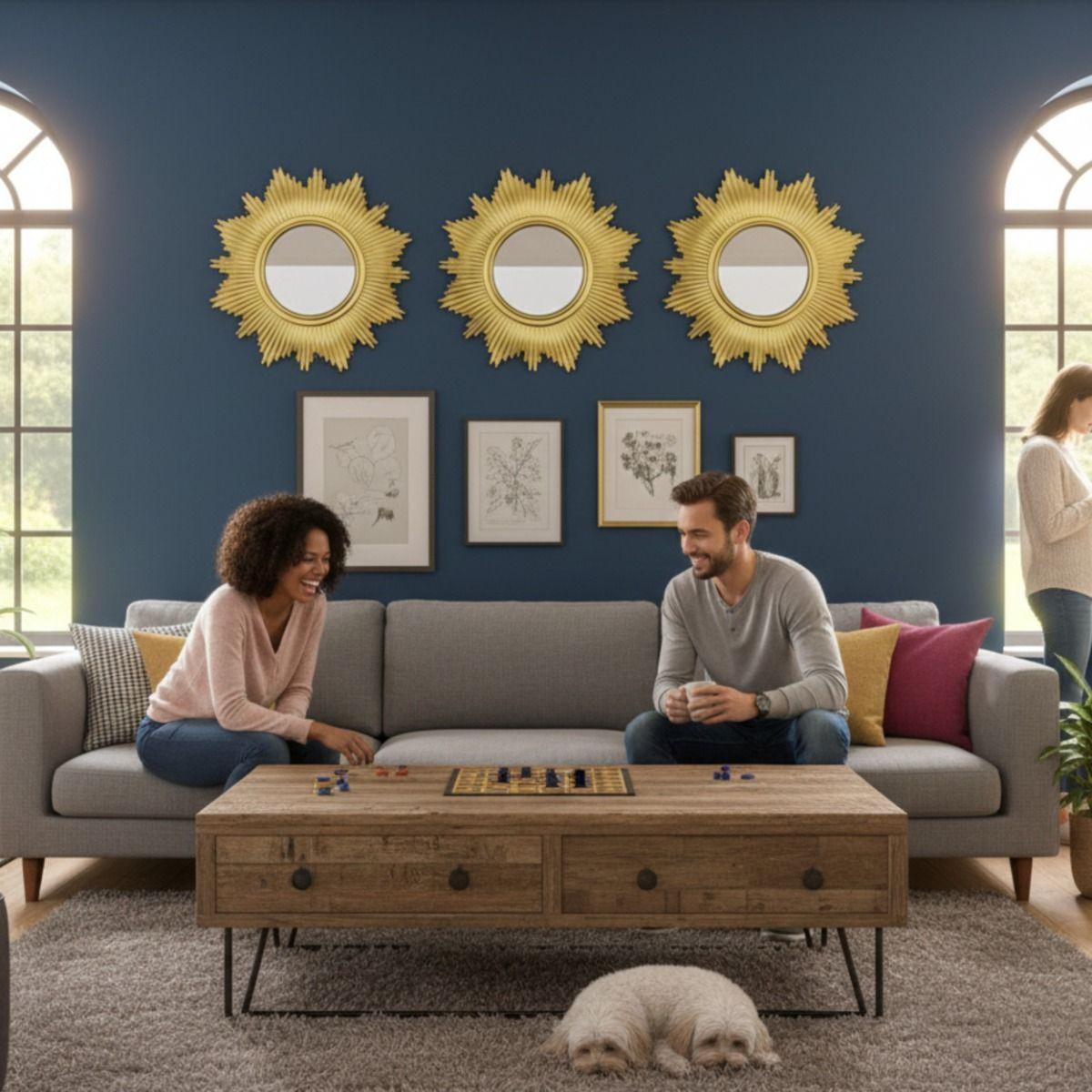 Set 3 Espejo Decorativo Pared Inspiración Solar Adorno Jhn-5