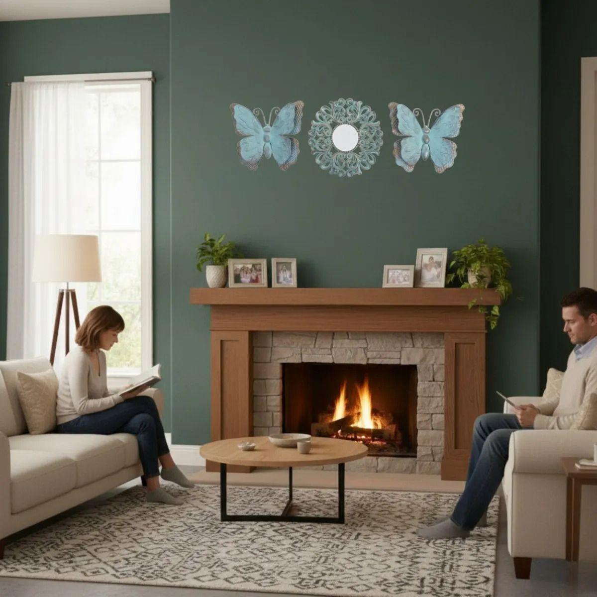 Set Decorativo Pared 3 Piezas Diseño Calado Mariposas Jhn-3